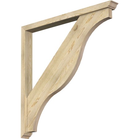 Ekena Millwork Funston Traditional Rough Sawn Bracket w/ Offset Brace, Douglas Fir, 4"W x 42"D x 42"H BKT0402X42X42FST01RDF